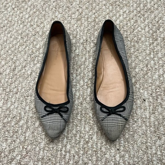 Banana republic flats bow pointed toe black white size 8 - Picture 1 of 8